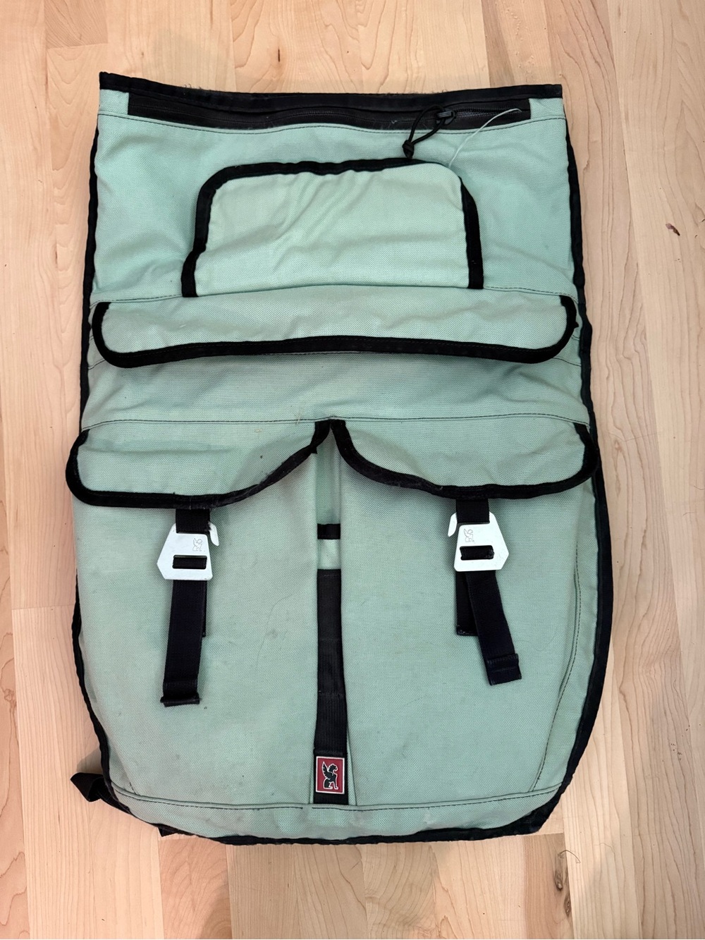 Chrome Mint Green Canvas Backpack with Black Trim
